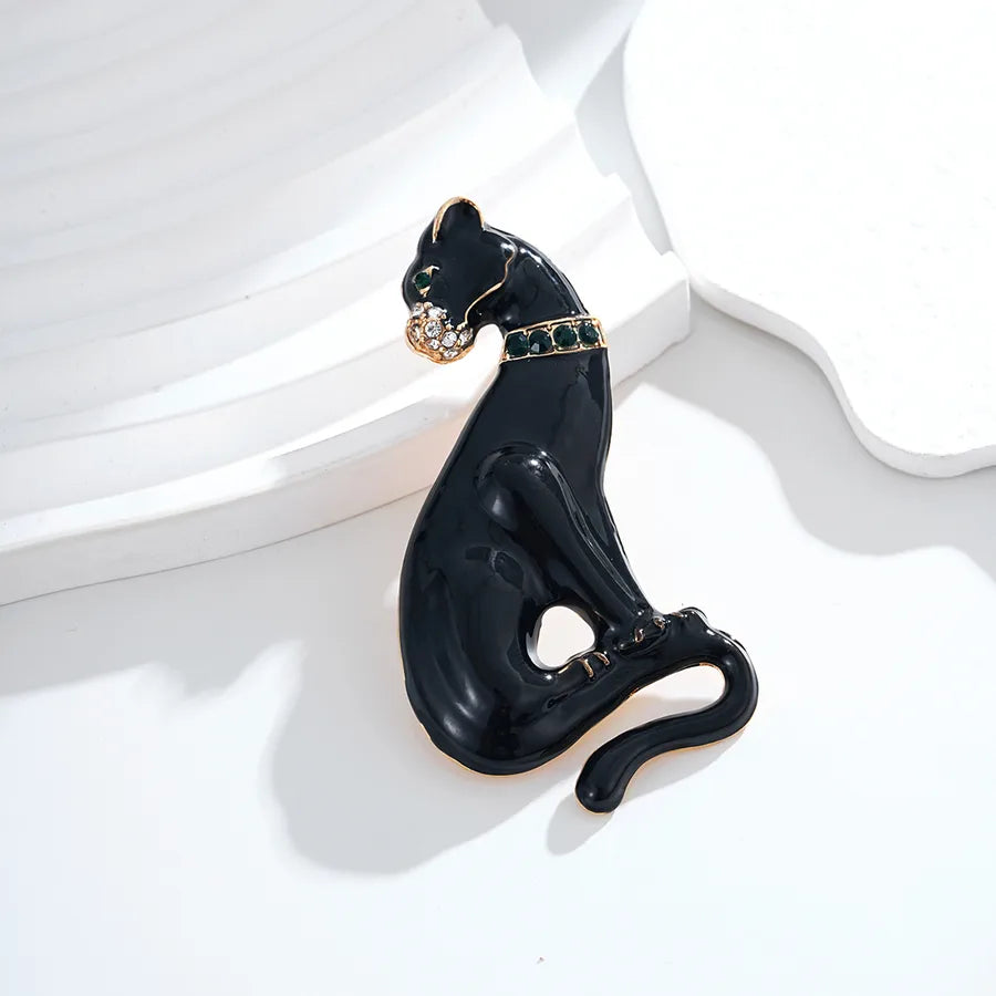 Black Leopard Brooch Pin Men's Women's Formal Western Wear Accessory Elegantly High-End Oil Drop Animal Chest Flower Pin Buckle