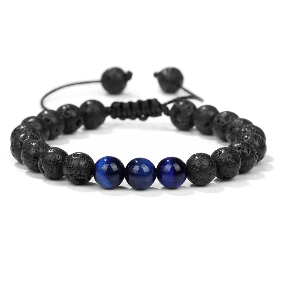 Retro Classic Style Geometric natural stone Volcanic rock Tiger Eye Bracelets In Bulk