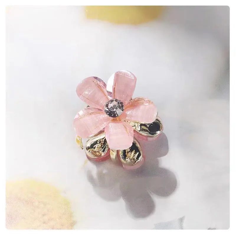 women's sweet flower alloy resin plating inlay rhinestones hair clip