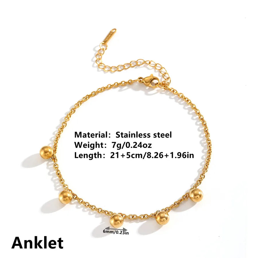 Wholesale Jewelry Elegant Romantic Solid Color Flower 304 Stainless Steel 18K Gold Plated Plating Anklet