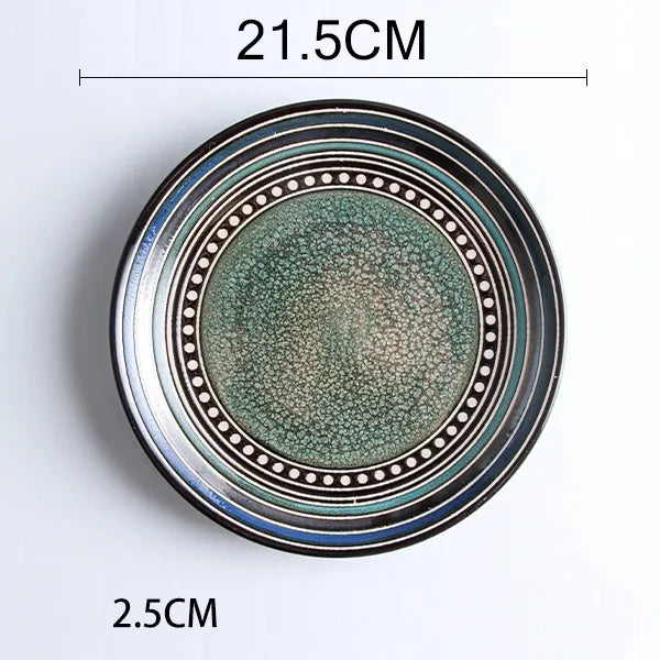 Retro Solid Color Flower ceramics Tableware 1 Piece