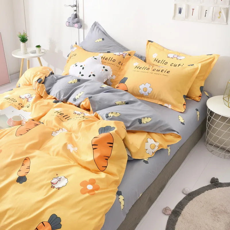 Factory wholesale Aloe cotton four-piece bedding set student dormitory quilt sheet 4-piece one-piece delivery