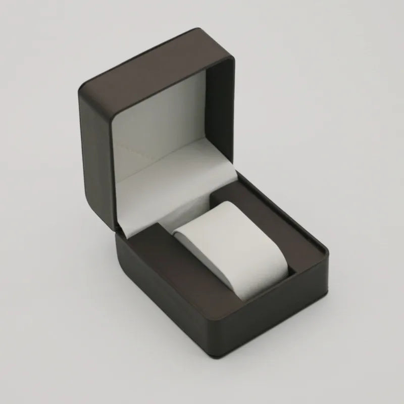 High-End PU Leather Watch Box With Drawstring Round Corner Flip Cover Storage Case For Display And Protection Of Fine Timepieces