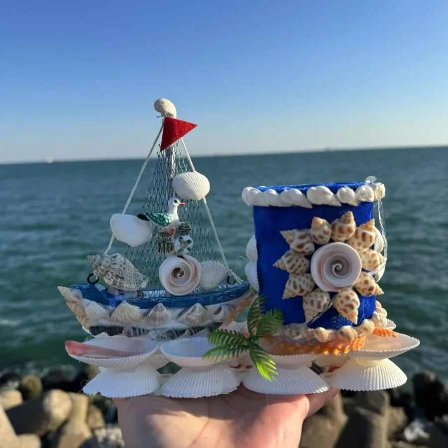 Free Shipping Shell Boat Mediterranean Sailing Model Ornaments Smooth Sailing Gifts Special Crafts Tourism Commemoration