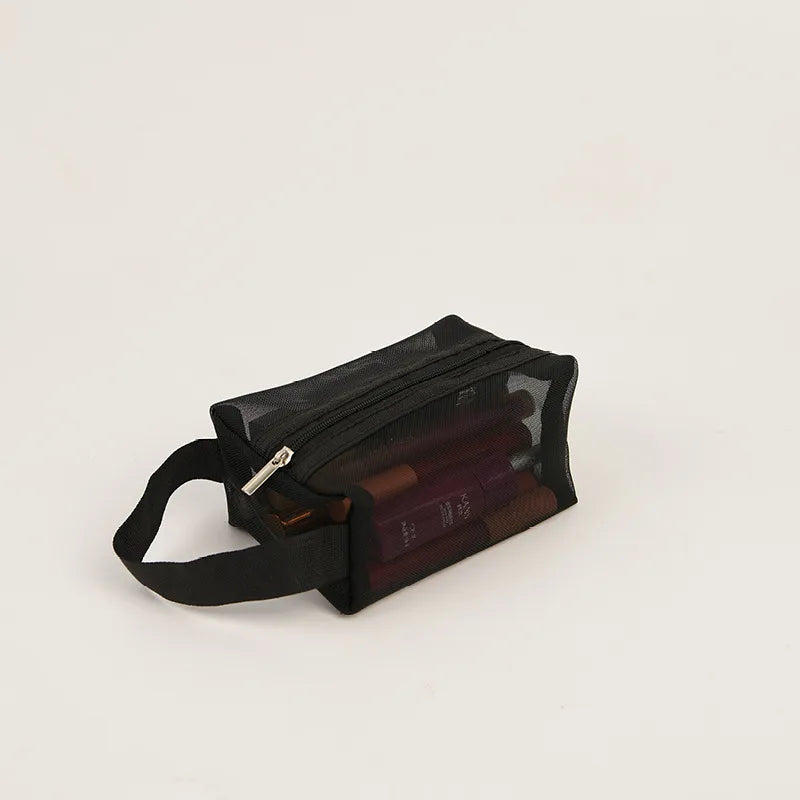 Travel Storage Three-piece Cosmetics Storage Bag Portable Travel Bag Mesh Storage Bag Folding Washable Coin Purse