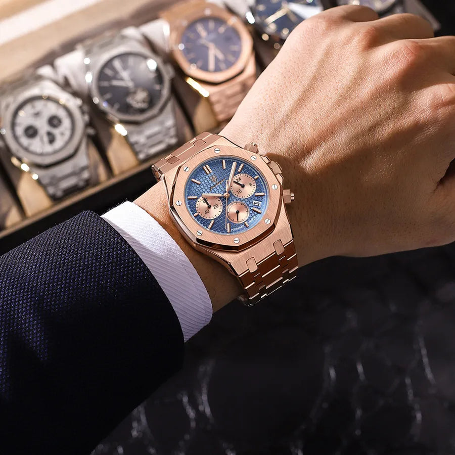 Swiss brand multi-functional new men's watch waterproof luminous quartz watch live broadcast  popular one-piece delivery