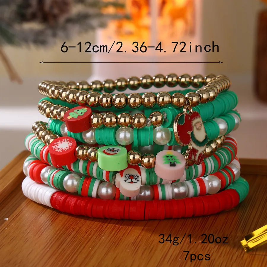 Cute Christmas Tree Santa Claus soft clay Beaded Bracelets Christmas Wholesale