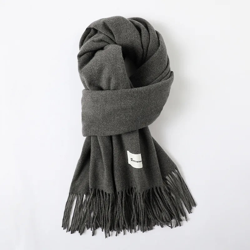 women's simple style solid color imitation cashmere scarf