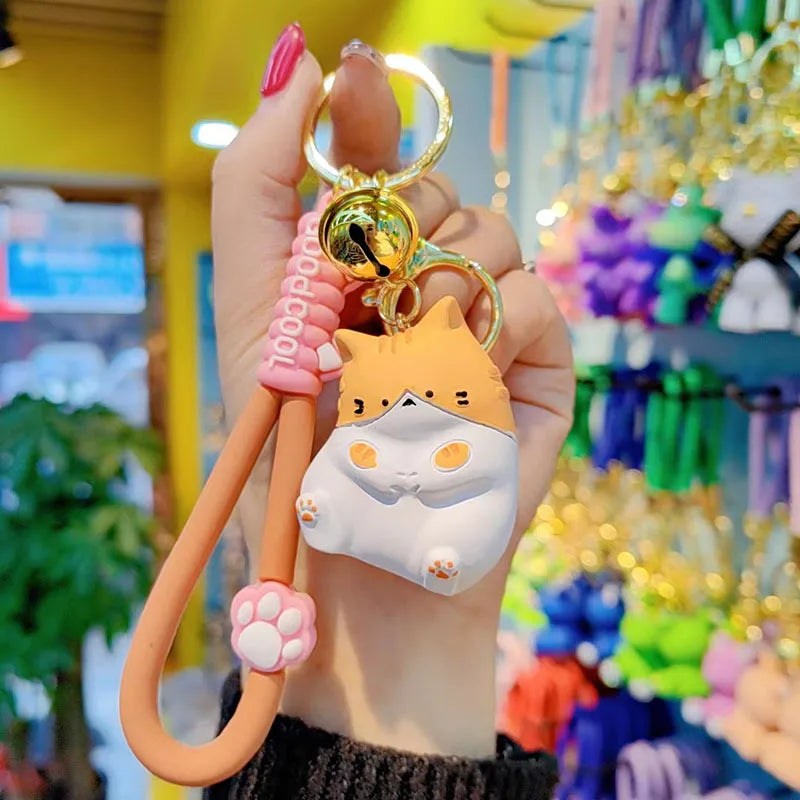 Adorable Resin Fat Cat Keychain Women's Cute Mobile Phone Lanyard Bag Hanging Doll Christmas Valentine's Day New Year Gift