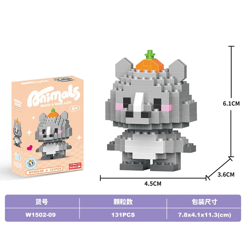 Children Unisex Animal Cartoon Plastic Building Toys