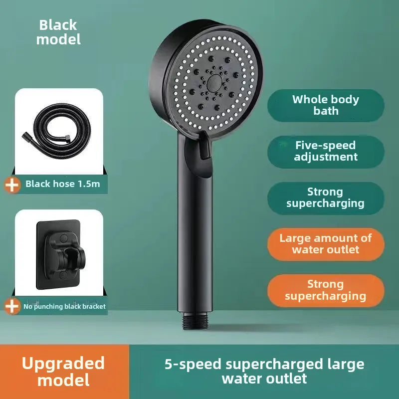 Pressurized Shower Head Shower Set Wholesale Black Samurai Home Bath Handheld Shower Head Bathroom Bracket