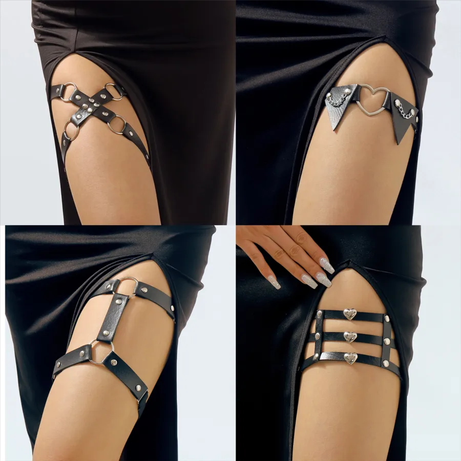 wholesale jewelry gothic sexy heart shape pu alloy body chain