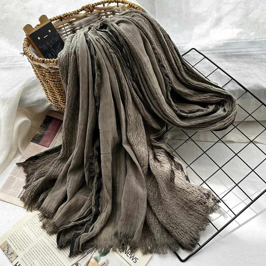 women's elegant gradient color cotton scarves & gloves