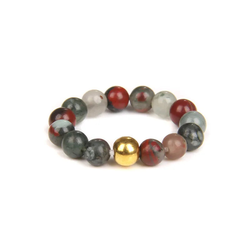 retro solid color natural stone beaded rings 1 piece