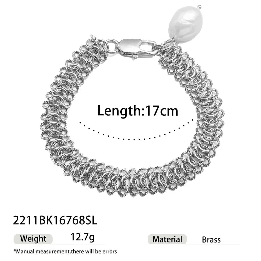 Wholesale Jewelry Vintage Style Classic Style Geometric Freshwater Pearl Copper Brass Plating Bracelets Beaded Chain