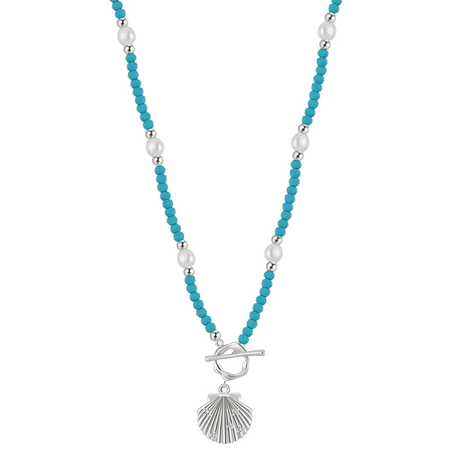 925 Sterling Silver Freshwater Pearl cable chain Plating Geometric Double Layer Necklaces Pendant Necklace Necklace