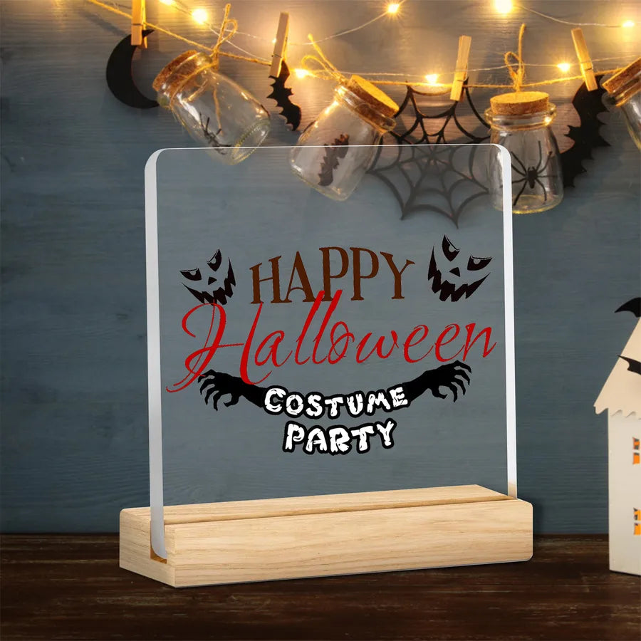Acrylic Halloween Decorative Tabletop Wooden Ornaments Transparent Festive Home Decoration Ideal For Party Setup