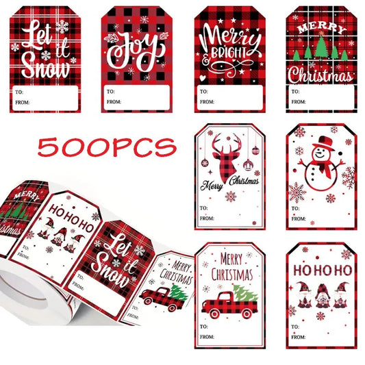 500 Pieces Holiday Thank You Handmade Craft Gift Decoration Festive Roll Out Christmas Card Stickers Adhesive Paper Decor
