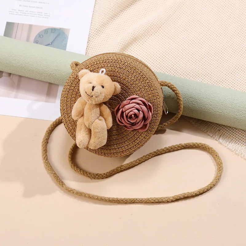 Straw Island Beach Woven Bag Women  New Popular Bag Seaside Straw Bag Cute Kid's Messenger Bag