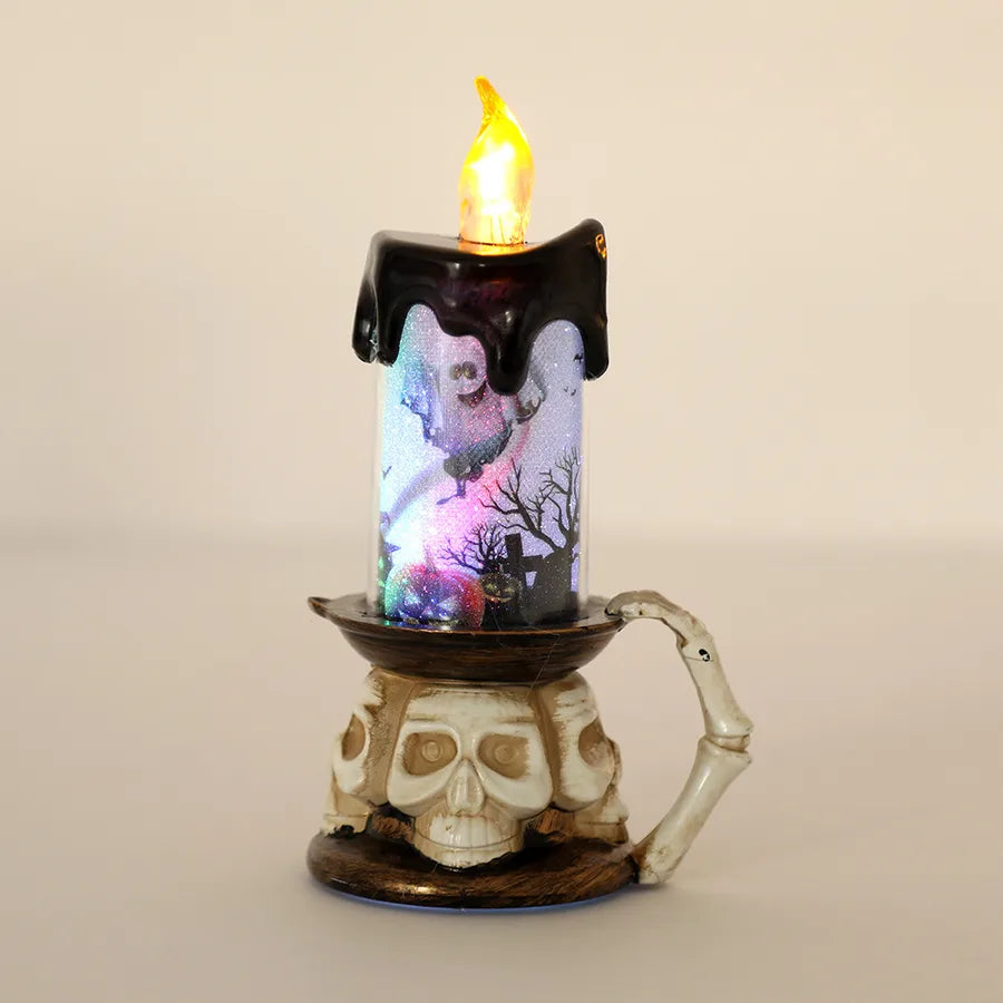 Halloween Pumpkin Candle Light Skull Flame Light Small Night Light Bar Secret Room Decoration Costume Prop Plastic Material