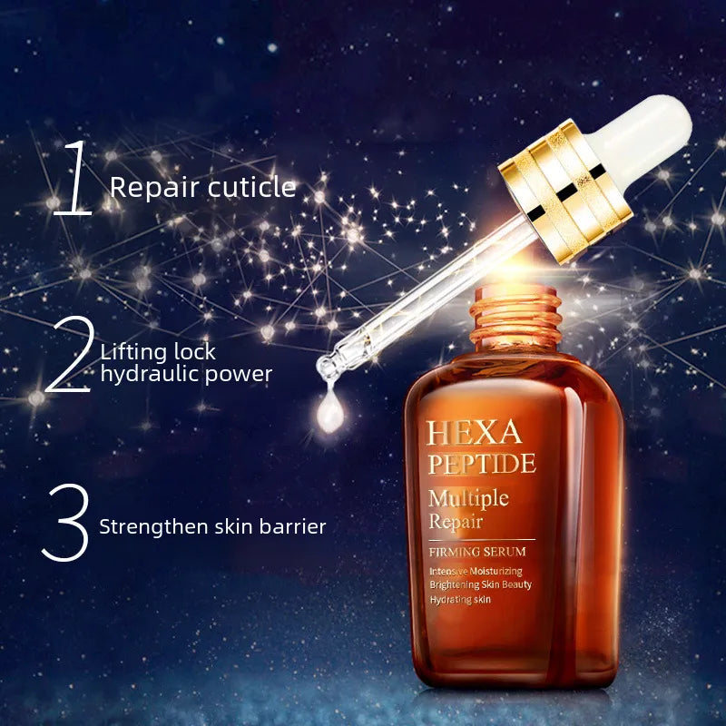 Facial six peptide anti-wrinkle liquid moisturizing skin care firming small brown bottle  cosmetics spot wholesale