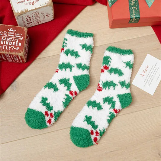 Christmas Christmas Women's Cartoon Polyester Jacquard Crew Socks A Pair