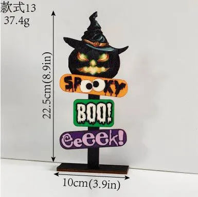 Wooden Halloween Decorations Ghost Festival Props Pumpkin Sprite Letter Wooden Ornaments Ghost Wooden Display Stand