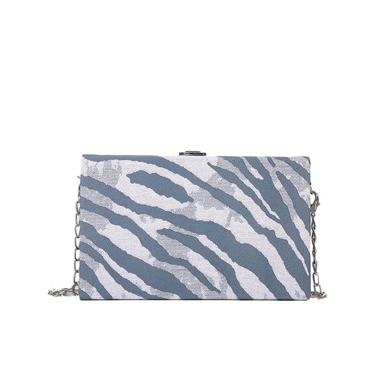 Fashionable Acrylic Box Bag Women's Crossbody Chain Strap Dinner Bag Stripe Color Block Square Shape Single Shoulder Bag