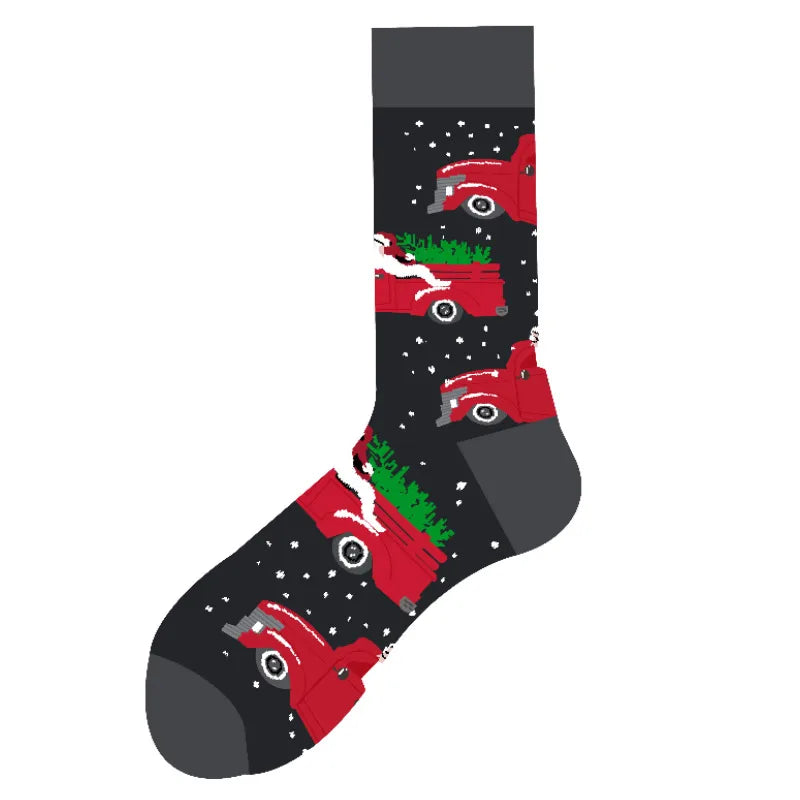 Christmas Cute Modern Style Unisex Christmas Tree Snowman Snowflake Cotton Ankle Socks A Pair