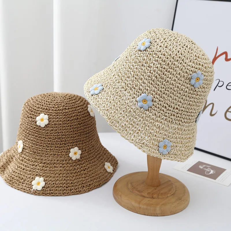 women's lady flower big eaves bucket hat