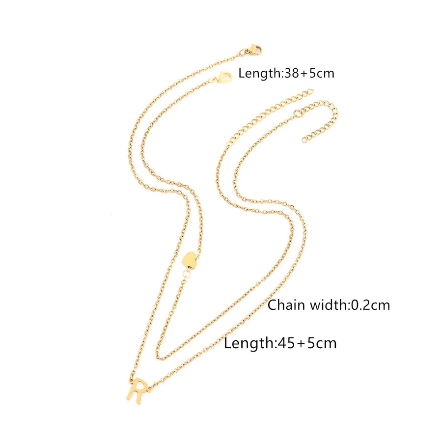 Wholesale Jewelry Elegant Retro Classic Style Letter Heart Shape 201 Stainless Steel 304 Stainless Steel cable chain Pendant Necklace