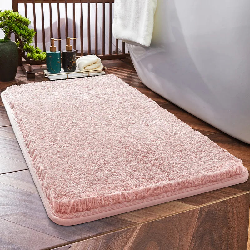 Household Bathroom Door Mat Solid Color Simple Bathroom Absorbent Non-Slip Mat Spot  Thickened Fiber Floor Mat