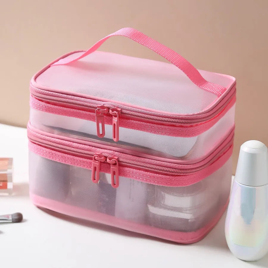 grid visual large multi-functional travel cosmetic storage bag