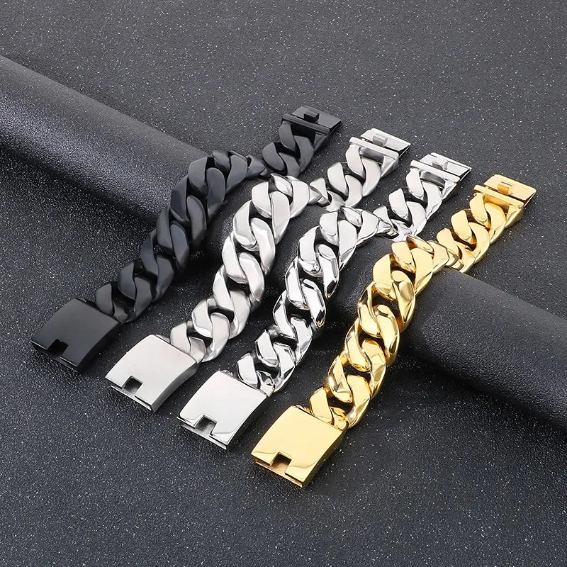 Vintage Style Geometric 304 Stainless Steel 18K Gold Plated Men's Bracelets