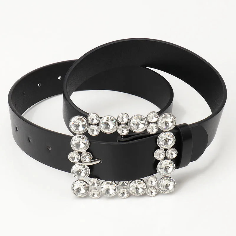 Elegant Basic Simple Style Solid Color Imitation Leather Alloy Plating Women's Leather Belts