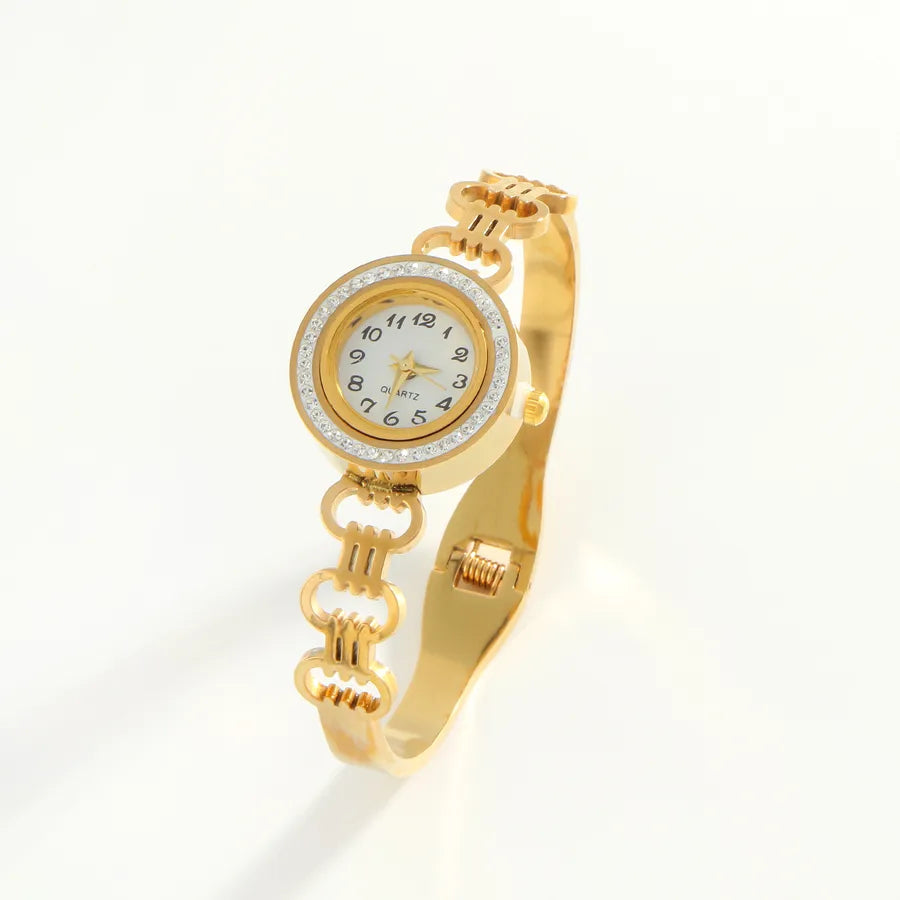 Elegant Simple Style Streetwear Geometric Round Quartz Women's Watches