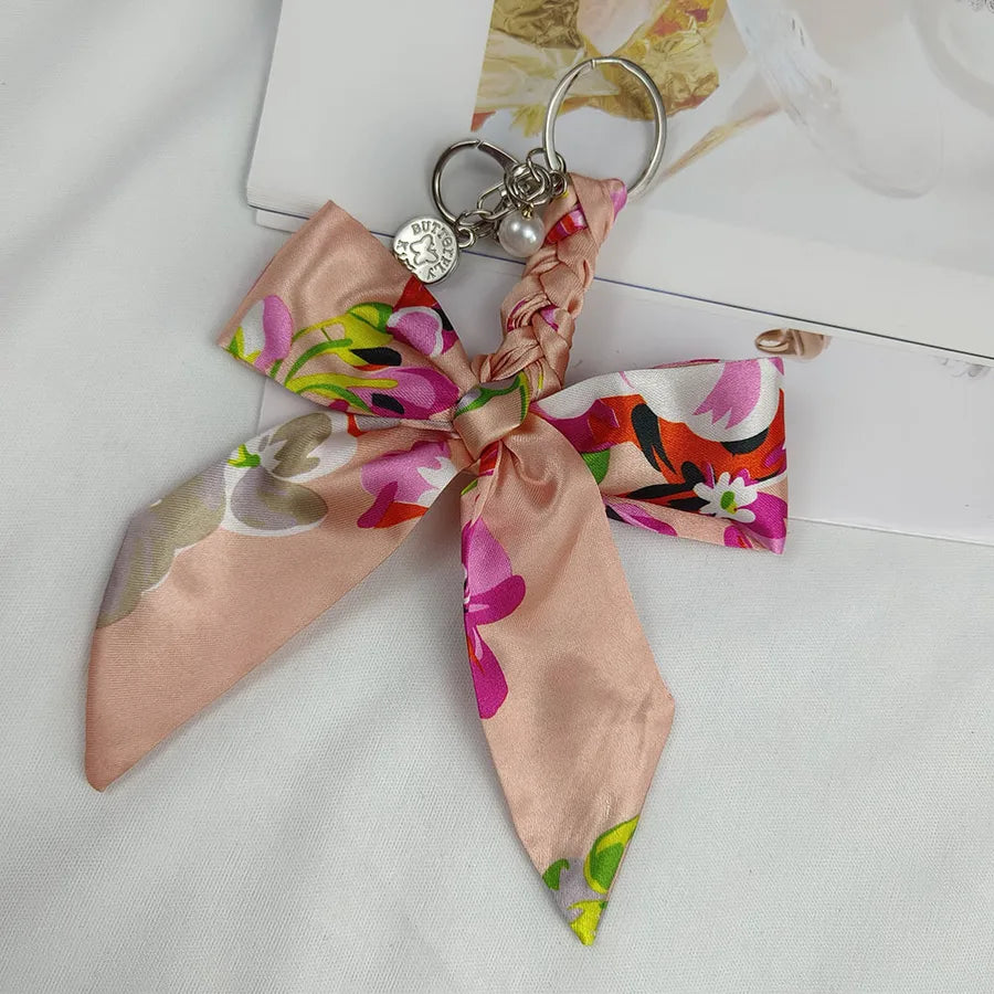 Sweet Simple Style Bow Knot Cloth Metal Unisex Bag Pendant Keychain