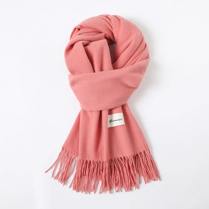 women's simple style solid color imitation cashmere scarf