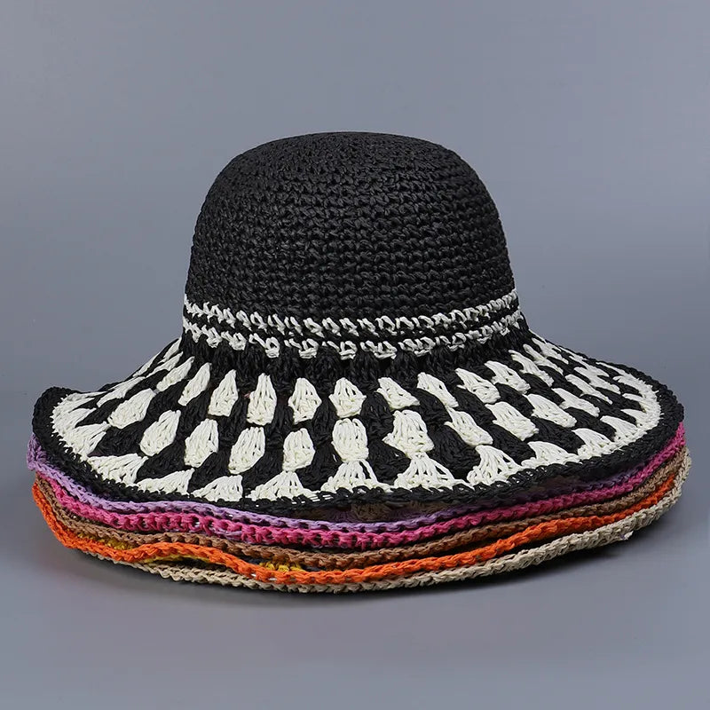 Women's Simple Style Round Big Eaves Straw Hat