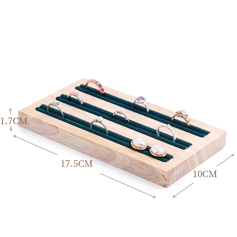 Elegant Wooden Jewelry Display Stand Ring Holder Multi-Functional Luxury Style Square Insert Plate Jewelry Accessory Showcase