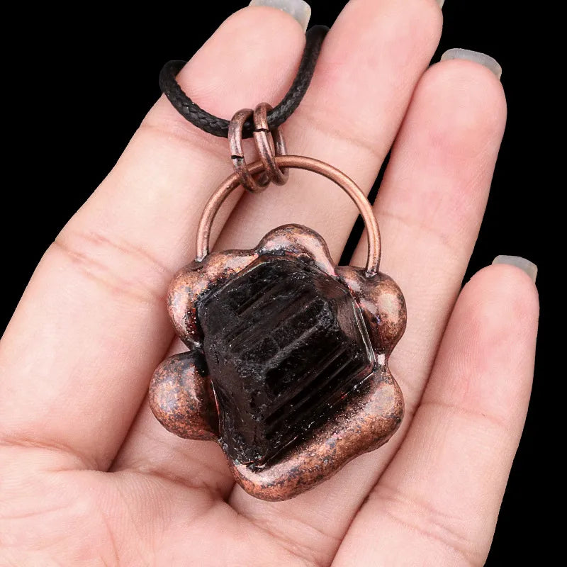 Elegant Vintage Style Geometric natural stone rope Copper Natural Stone Crystal February Birthstone Amethyst cable chain box chain Pendant Necklace In Bulk