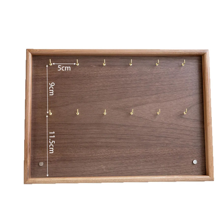 Walnut Wooden Bracelet Display Stand Crystal Ethnic Style Jewelry Organizer Hand Chain Earring Holder Craft Fair Stall Rack