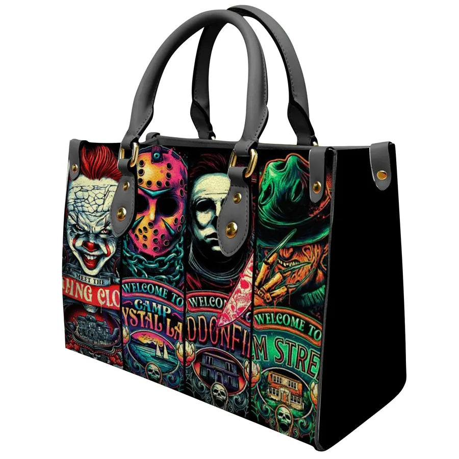 Halloween Women's Medium Pu Leather Letter Streetwear Square Hook Loop Tote Bag