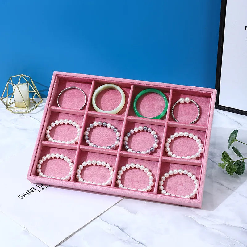 Casual Rectangle solid wood Flannel Jewelry Display Jewelry Rack