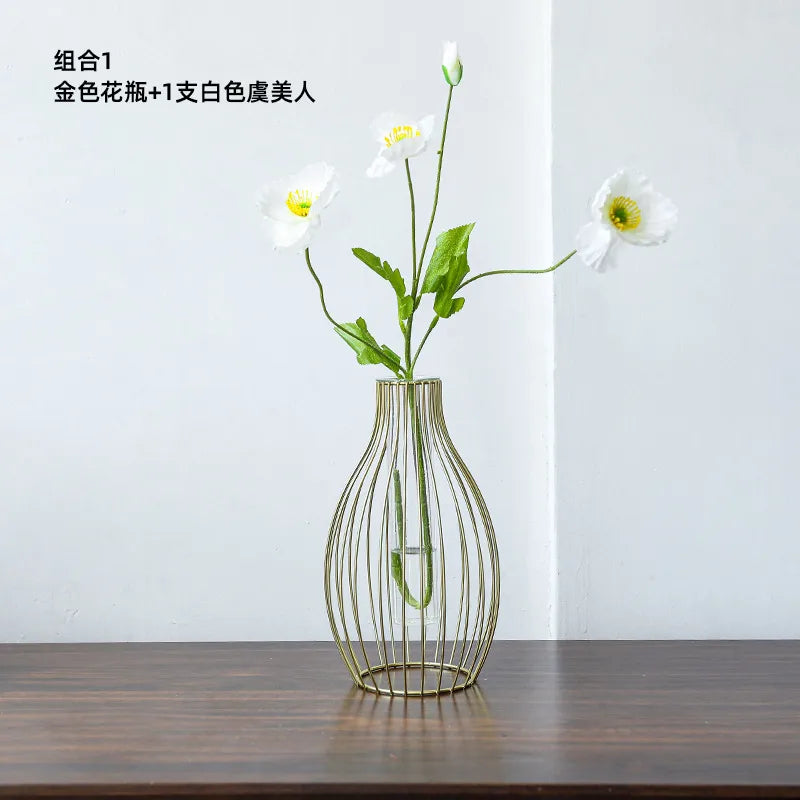 Simple Style Irregular Iron Vase Artificial Decorations