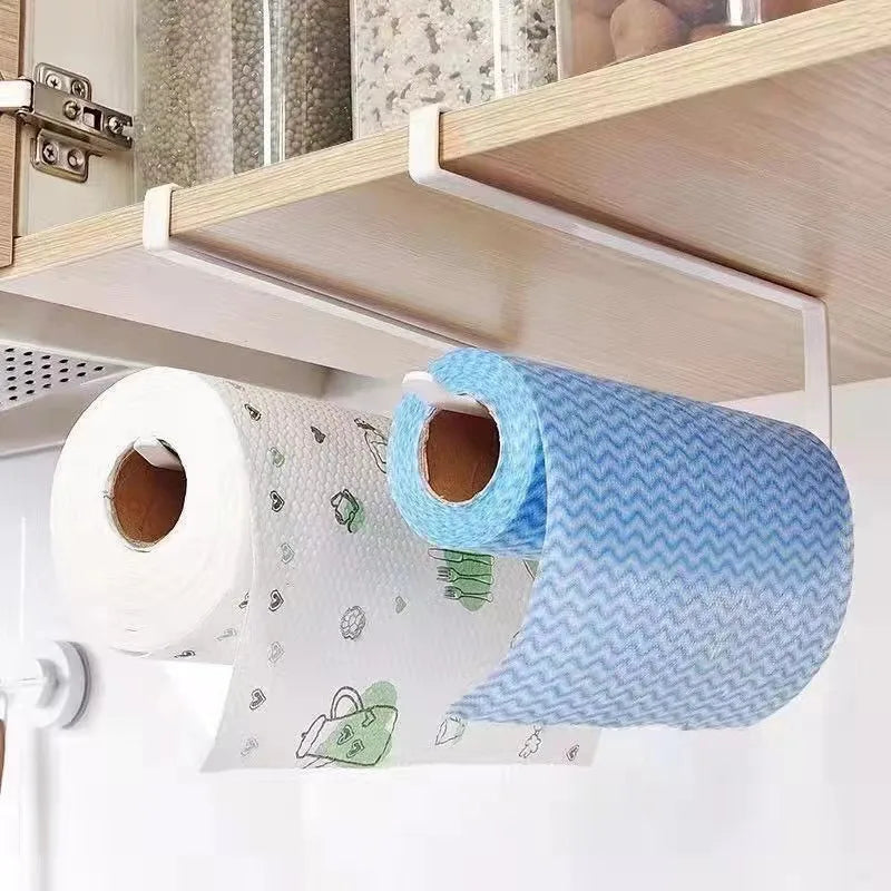 Kitchen Tissue Holder Punch-free Cabinet Paper Roll Rack Storage Rack Kitchen Tissue Plastic Wrap Rack Rack