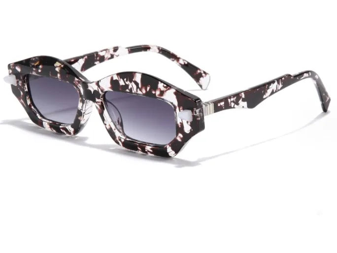 retro color block pc polygon full frame men's sunglasses