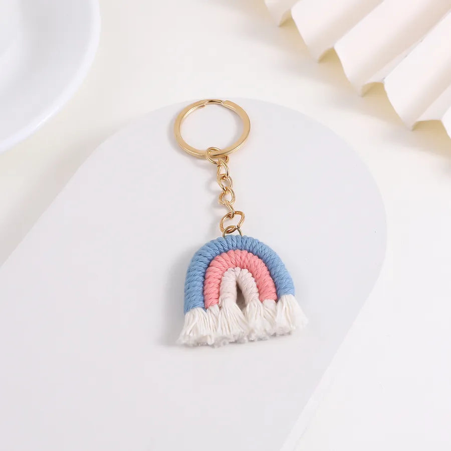 Fashionable Sweet Rainbow Knitted Keychain Pendant Accessory New Arrival Jewelry Handcrafted Tassel Irregular Design Personality
