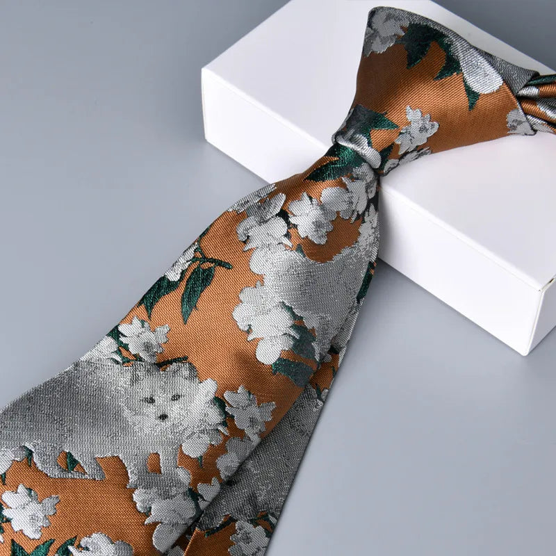 business animal flower polyester yarn men's tie