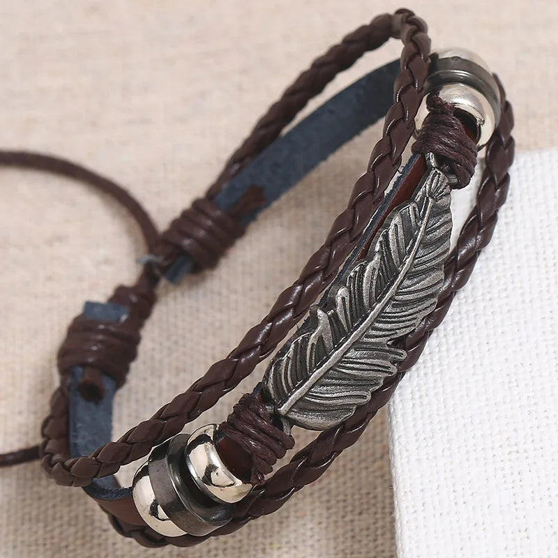 fashion geometric pu leather no inlaid unisex bracelets